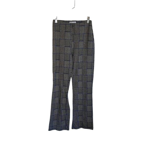 Urban Outfitters Black Gray Hounds Tooth Pull-On Trouser Flare Leg Pants Small - Picture 1 of 5